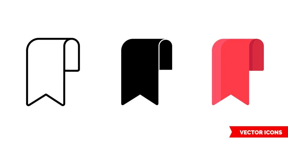 Bookmark icon of 3 types. Isolated vector sign symbol. Stock Illustration