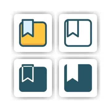 Bookmark icon for mobile, web, and presentation with flat color vector illust Ilustración de archivo
