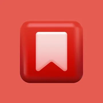 Bookmark Icon. Red Isolated 3D Object Stock Illustration