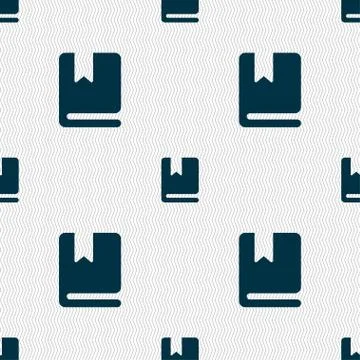 Bookmark icon sign. Seamless pattern with geometric texture. Vector Stock Illustration