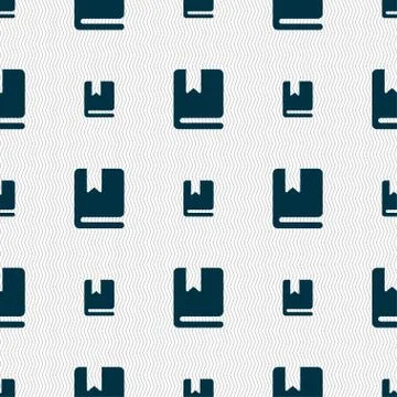 Bookmark icon sign. Seamless pattern with geometric texture. Vector Stockillustratie