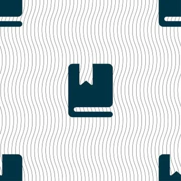 Bookmark icon sign. Seamless pattern with geometric texture. Vector 스톡 일러스트
