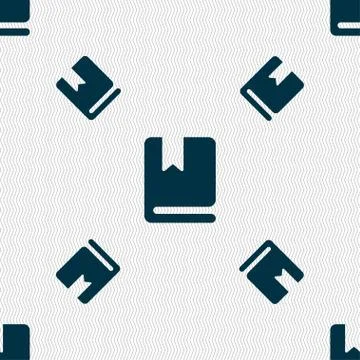 Bookmark icon sign. Seamless pattern with geometric texture. Vector Illustrazione stock