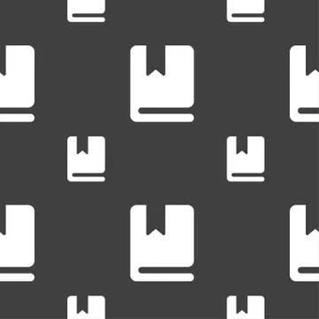 Bookmark icon sign. Seamless pattern on a gray background. Vector Stock Illustration