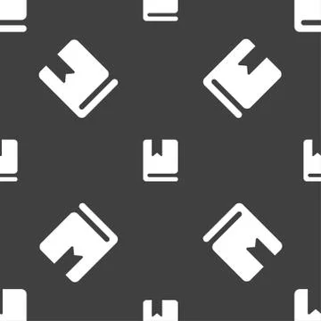 Bookmark icon sign. Seamless pattern on a gray background. Vector Stock Illustration