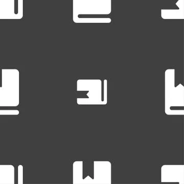 Bookmark icon sign. Seamless pattern on a gray background. Vector Stock Illustration