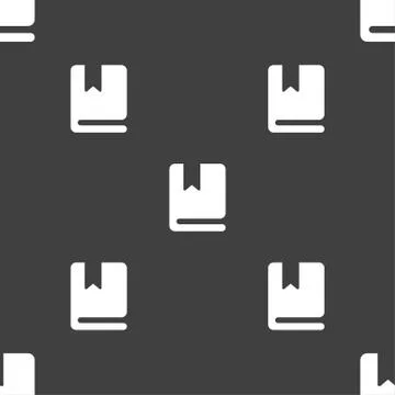 Bookmark icon sign. Seamless pattern on a gray background. Vector Stock Illustration