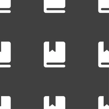 Bookmark icon sign. Seamless pattern on a gray background. Vector Stock Illustration