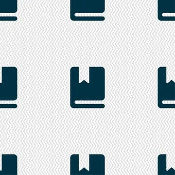 Bookmark icon sign. Seamless pattern with geometric texture. 스톡 일러스트