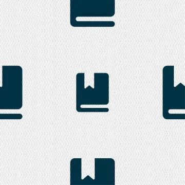 Bookmark icon sign. Seamless pattern with geometric texture. Illustrazione stock