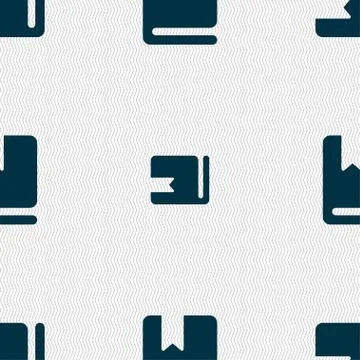 Bookmark icon sign. Seamless pattern with geometric texture. Stock Illustration