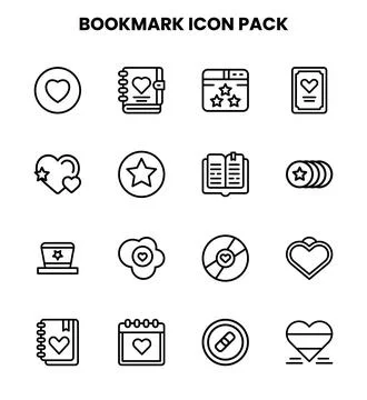 Bookmark Line Collection Icons Pack Stock Illustration