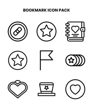 Bookmark Line Design Icons Pack Stock Illustration