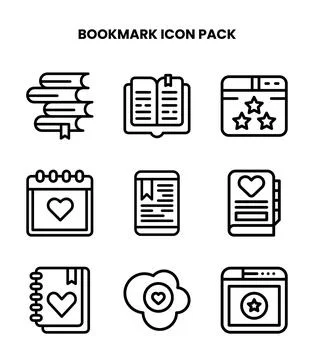 Bookmark Line Icons Pack Stock Illustration