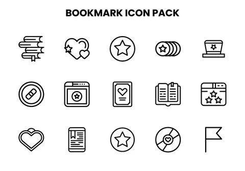 Bookmark Line UI Icons Pack Stock Illustration