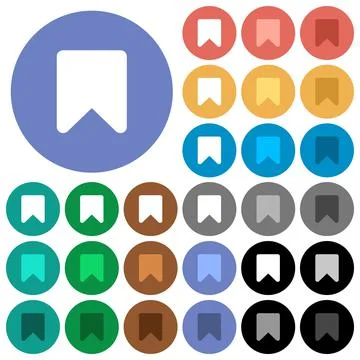 Bookmark round flat multi colored icons Stock Illustration