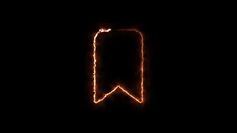 Bookmark symbol icon animation glowing fire flame effect on black backgroun.. Stock Footage 338079860