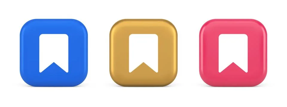 Bookmark tag flag button book reading document learning remember web app 3d r Illustrazione stock