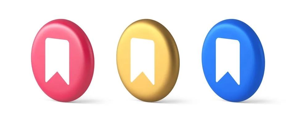 Bookmark tag flag button book reading document learning remember web app 3d.. Illustrazione stock