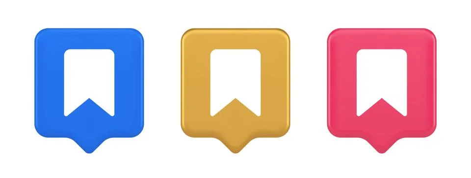 Bookmark tag flag button book reading document learning remember web app 3d r Stock Illustration