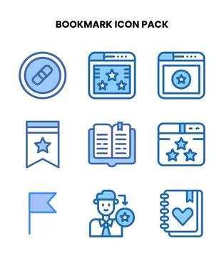 Bookmark Two Colour Vector Icons Pack Stock Illustration
