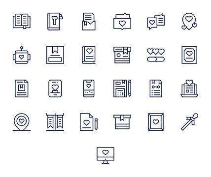 Bookmark Vector Icon Collection featuring 25 PIXEL Perfect 128x128 Regular .. 스톡 일러스트