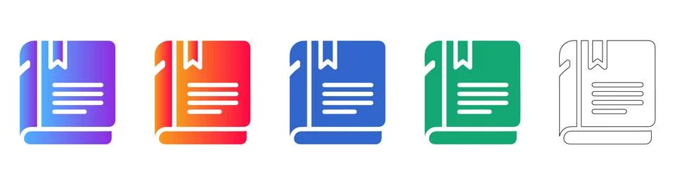 Bookmarked Text File Interface Icons Stock Illustration