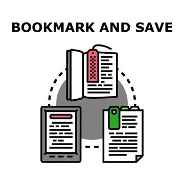 Bookmarking and saving important information across media Stock Illustration