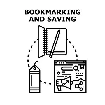 Bookmarking and saving online content for future reference Stock Illustration