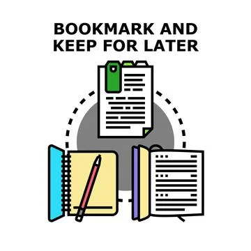 Bookmarking documents and keeping information for later reference Stock Illustration
