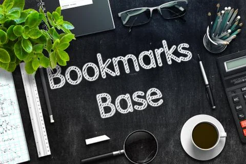 Bookmarks Base on Black Chalkboard. 3D Rendering Stock Illustration