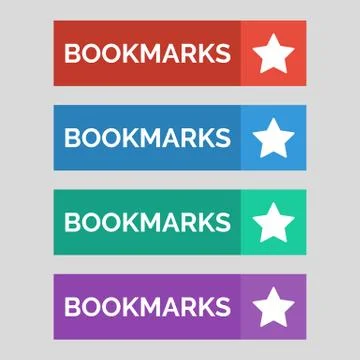 Bookmarks flat buttons on grey background. Stock Illustration