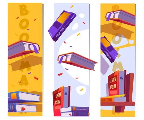 Bookmarks or banners template with books Stock Illustration