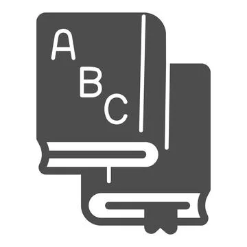 Books with alphabet solid icon, children book day concept, alphabet book sign on Ilustração Stock