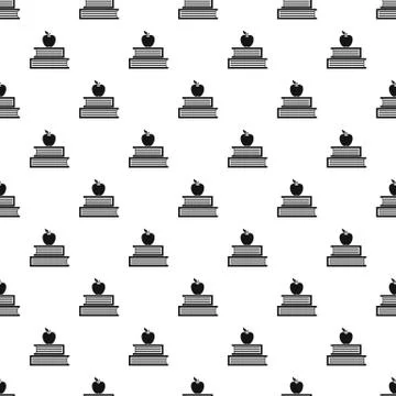 Books and and apple pattern, simple style Stock Illustration