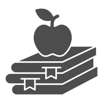 Books and apple solid icon, Education concept, School book and apple sign on 스톡 일러스트