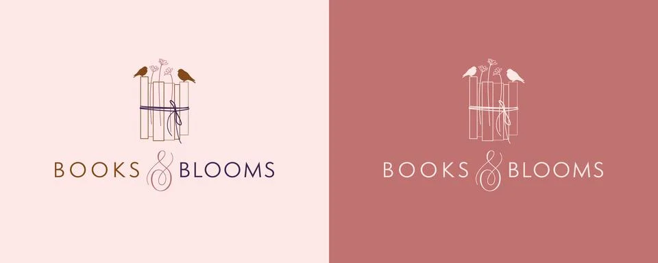 Books and Blooms logo design Stock Illustration