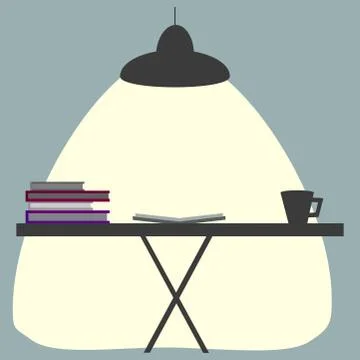 Books and a cup on the table Stock Illustration