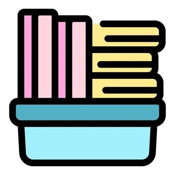 Books and documents stacked in plastic box, organizing files and paperwork Illustrazione stock