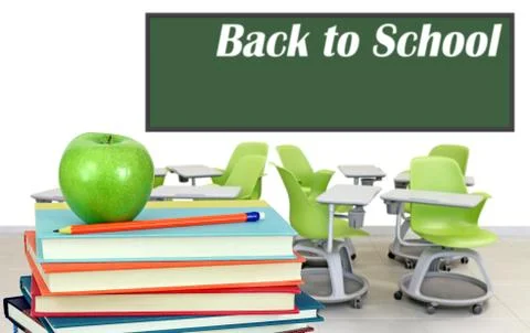 Books and empty classroom Stock Photos
