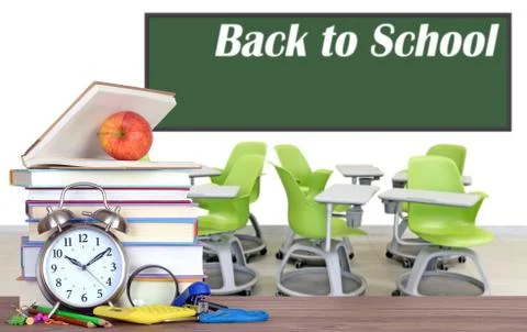 Books and empty classroom Stock Photos