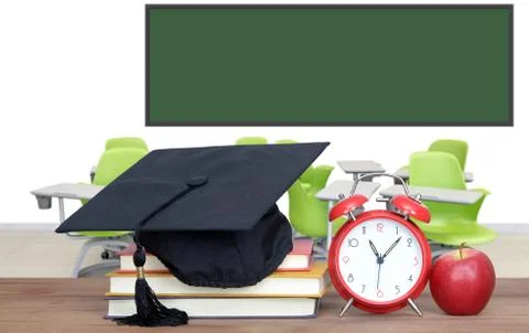 Books and empty classroom Stock Photos