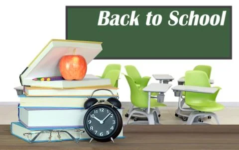 Books and empty classroom Stock Photos