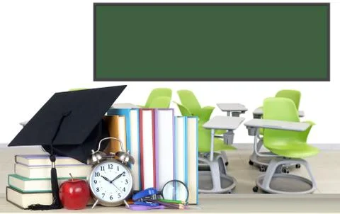Books and empty classroom Stock Photos