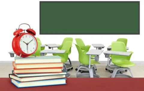 Books and empty classroom Stock Photos