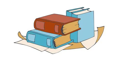 Books and papers. Blank sheets, hand drawn book stack. Isolated diary or 스톡 일러스트