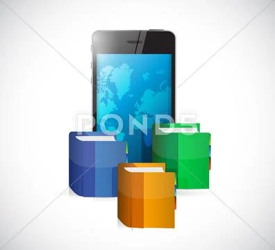 Books and phone education concept. illustration Stock Illustration