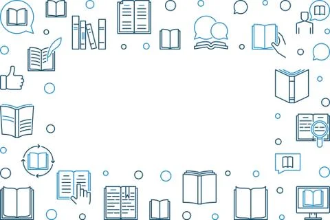 Books and Reading vector outline concept frame 库存插图
