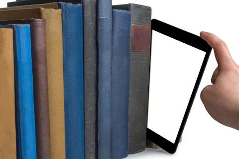 Books and tablet computer Stock Photos