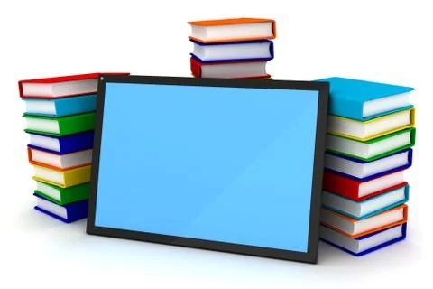 Books and tablet pc. Stock Illustration